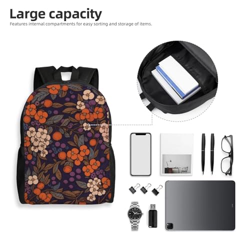 Mochila para mujeres y hombres con flores blancas, impermeable, para senderismo y viaje miniatura 6