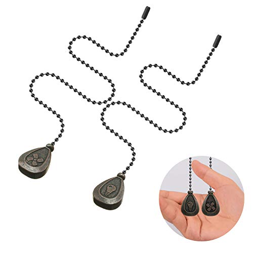 Ceiling Fan Pull Chains - 2 Pieces Bronze Extension Fan, Lighting, Fan, Lamp Pull Chain Decorative Extender Ornament 12 Inch In Length, With 3 Mm Diameter Beaded Ball Fan Chain Connector(Black Copper) #TOP4