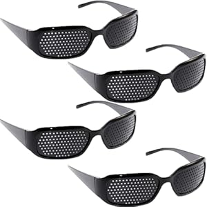 EXQUIMA 4 Pairs Pinhole Glasses, Pinhole Eyeglasses with Multiple Holes, Small Hole Pinhole Glasses, Pinhole Spectacles with Small Holes Glasses for Daily Use