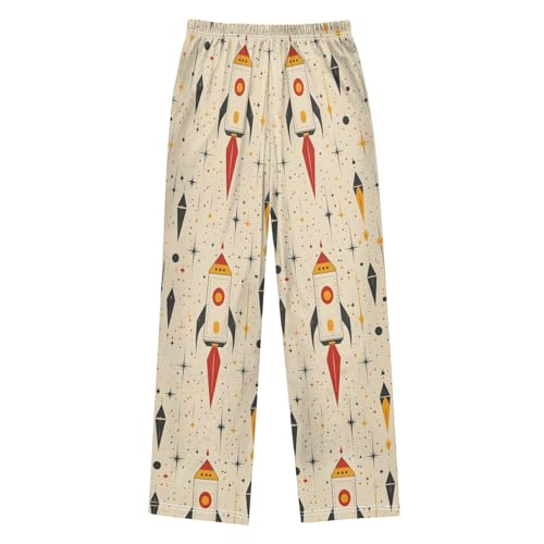 Pajama Pants Sleep Pants Soft Elastic Waist Pajama Lounge Pants Rocket Pattern for 6-14 Years Old2