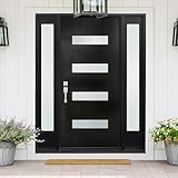 68''x80'' Fiberglass Exterior Door with Double Sidelights, Modern Front Entry...