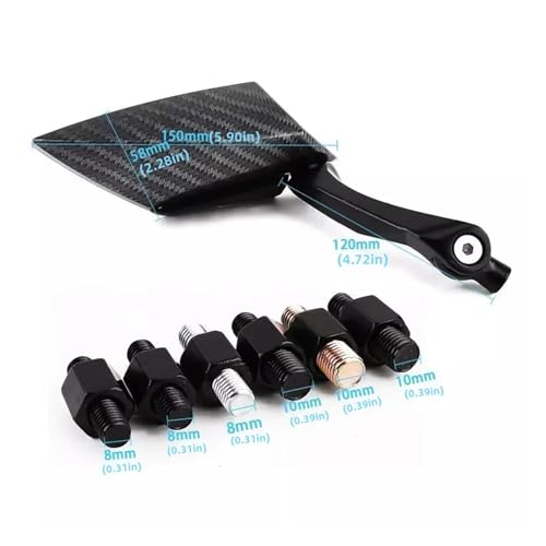 Espejo Moto Lateral Universal para Chopper y Scooter con rosca 8mm y 10mm 2
