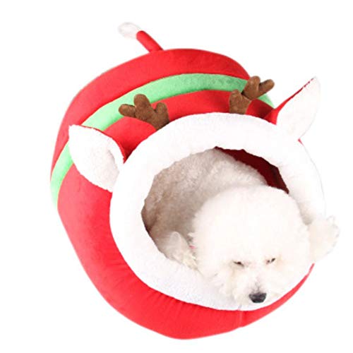 Cama caliente gato navideña para el descanso de caniche rojo 6