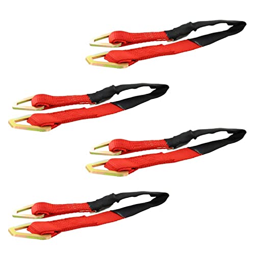 US Cargo Control Axle Strap, 2 Inch X 2 Foot Red Axle Strap, Includes 2 Inch Stamped D-Rings, Safely and Securely Tie Down Cars for Transport, 3,333 Pound Working Load Limit, 4 Pack