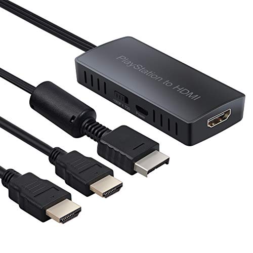 LiNKFOR PS to HDMI Converter with 3ft HDMI Cable Support 1080P/720P for Sony Playstation 2 Sony Playstation PS1/2/3 to HDMI Adapter for HDTV HDMI Monitor