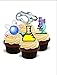 Produktbild NOVELTY SCIENCE STUDENT MIX (Goggles, Microscope, Test tube) - Standups 12 Edible Standup Premium Wafer Cake Toppers by Baking Bling