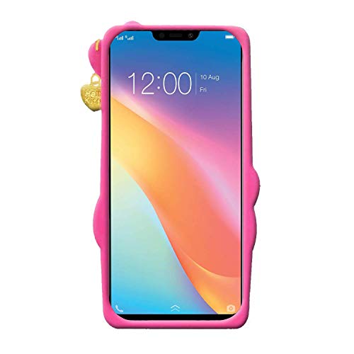 Image of Unirock Hello Kitty Back Case Cover for Vivo Y81| 3D Cute Hello Kitty Case |Soft Silicone Rubber Back Cover with Pendant Kitty Cover for Vivo Y81 (Pink)