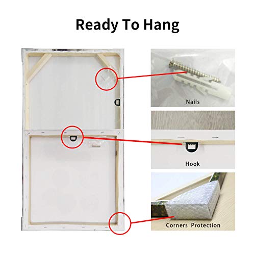 Coastal Wall Art Seascape Artwork: Sea Grass And Starfish On Beach Canvas Painting For Living Room (16'' X 16'' X 2 Panels + 32'' X 16'' X 2 Panels) #TOP6