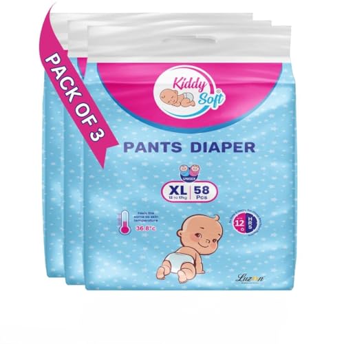 Image of KiddySoft Baby Diaper Pants with 5 Layer All Night Leakage Protection & Quick Absorbency (XL - 58, Pack of 3)