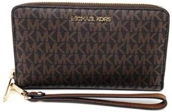 Michael Kors Women's Jet Set Travel Medium Zip Around Phone Holder Wallet, Brown
