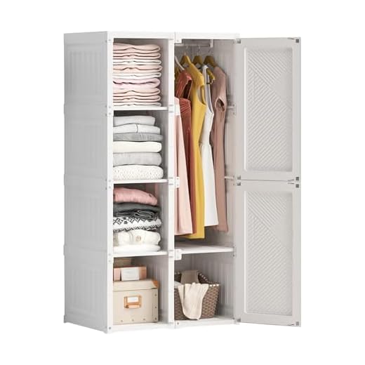 TIMORWTF Armoire de Rangement Blanche Pliable - Armoire Penderie Portable 136x50x69cm avec Portes Magnétiques et Tringle,Armoires Modulaire pour Chambre Organisateur de Vêtements