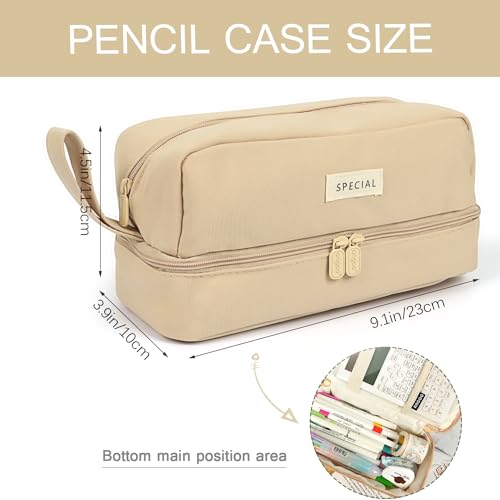Image of MAMUNU Pencil Case Large Capacity, Pencil Case Aesthetic, Pencil Case Pen Pouch with Zipper Compartments Portable Handle, Pencil Pouch for School Office College Teen Girls Boys Adults Students