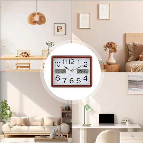 Horloge murale décorative rétro 28 cm sans bruit avec indicateur de température