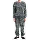 [ニッセン] パジャマ・ルームウェア メンズ あったかふわもこボアフリース上下セット グレー系 6L