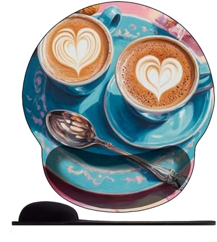 3D Mauspad Mousepad mit Memory-Schaum-Handauflage Ergonomisch Mauspad mit Handgelenkauflage，Arbeitsschmerzlinderung -Doppelherz Kaffeegebäck
