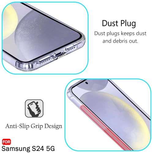 Image of TheGiftKart Back Cover Soft Case for Samsung Galaxy S24 5G | Best Camera Protection | Inbuilt Dust Plugs & Anti-Slip Grip | Ultra Clear Slim Back Cover Case (Silicone, Transparent)