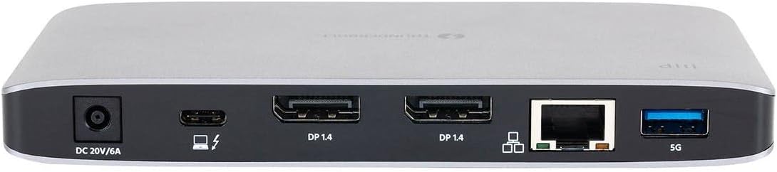 Monoprice Thunderbolt 3 Dual DisplayPort Docking Station - With USB-C MFDP Support for Non-Thunderbolt 3 Devices, 60 Watts Power Delivery, 10/100/1000Mbps Data Transfer Speeds, Silver