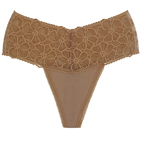 Delcroix Lace Thongs for Women - Cotton Underwear Panties Pack3