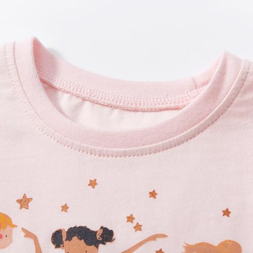 Image of Girls Cotton Long Sleeve Casual Cartoon Appliques Striped Jersey Dresses