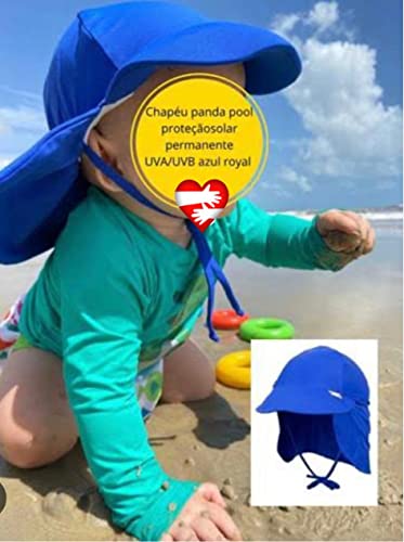 CHAPÉU INFANTIL PARA PRAIA E PISCINA AJUSTÁVEL UV 50 + AZUL ROYAL - PANDA POOL