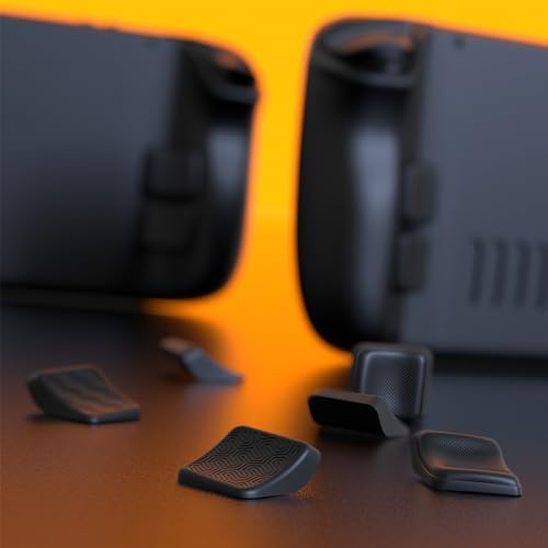 PlayVital Mix Version Back Button Enhancement Set for Steam Deck LCD, Grip Improvement Button Protection Kit for Steam Deck OLED - Streamlined & Studded Design - Black - 5