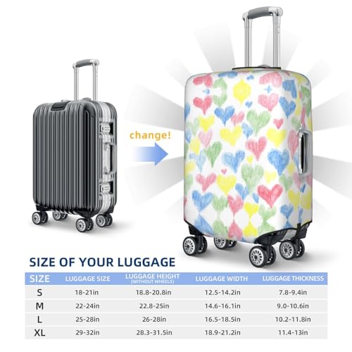 VOSERY Travel Luggage Cover - Hand Drawn Colored Hearts Washable Suitcase Covers Protector Fits 18-32 Inch Luggage4