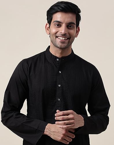 Image of Fabindia Men's Cotton Slim Fit Kurta with Pintucks