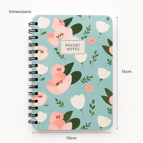 Image of mudrit Pocket Size Notebook, Small Spiral Diary, 120 Plain Pages, 90 GSM ideal for Gratitude List, Daily Goals Planner, To Do List Organiser, Size A6 (Pack of 5 - Blue)
