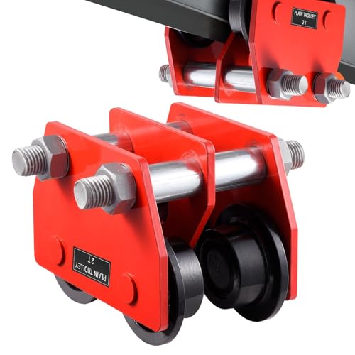 TRSGD Carro Unistrut | Polipasto Manual de 4 Ruedas para Trabajo Pesado, con Engranajes, con Brida Ancha Ajustable, Carro para Vigas Rectas y Curvas