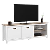 IDMarket ISIS - Mueble de TV (140 cm, madera y blanco), diseño vintage