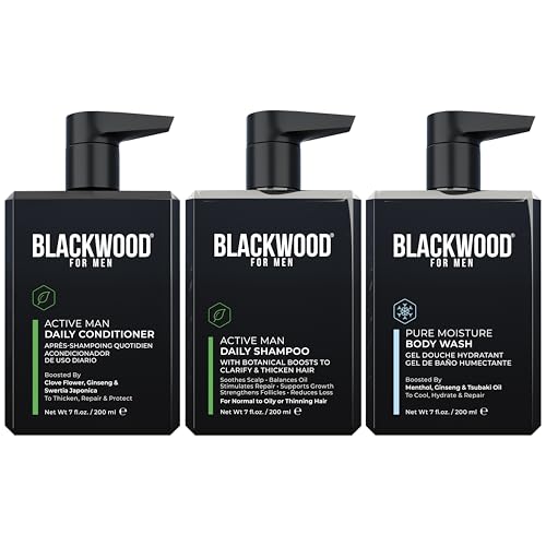 BLACKWOOD FOR MEN Active Man Daily Shampoo (7 Oz), Conditioner, & Pure Moisture Body Wash (7 Oz) Bundle - Men's Thickening Formula for Hair Loss & Dandruff - Sulfate, Paraben, & Cruelty Free image 4