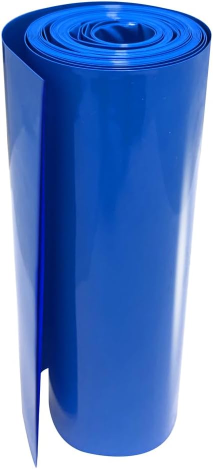 Flat Width 5.9in(150mm) PVC Heat Shrink Wrap Tube for 18650 21700 Lithium Battery DIY Battery Packs Blue Length 9.9ft (3m)