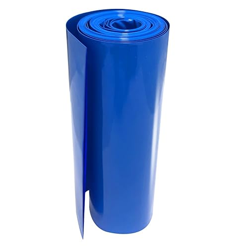 Tubo termorretráctil de PVC de 5.9 pulgadas de ancho plano para baterías de litio 18650 21700, paquetes de baterías de bricolaje, longitud azul, 9.9