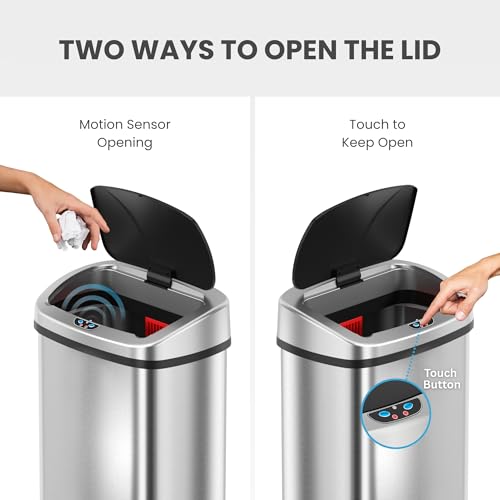 Image of iTouchless 24 Gallon Large Sensor Trash Can with AC Adapter | Odor Filter | 91L Commercial Stainless Steel Automatic Kitchen Bin for Home, Office, Restaurant, Store, Lobby, Restroom, Kitchen, Business