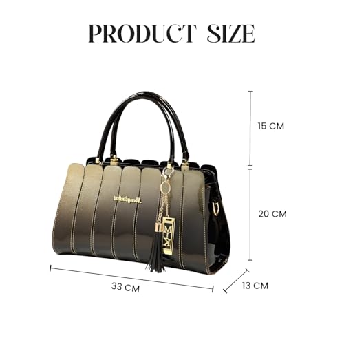 Image of SYGA Elegant Color Contrast Tote Bag - Horizontal Square Medium-Soft Handbag with Design for Everyday Use