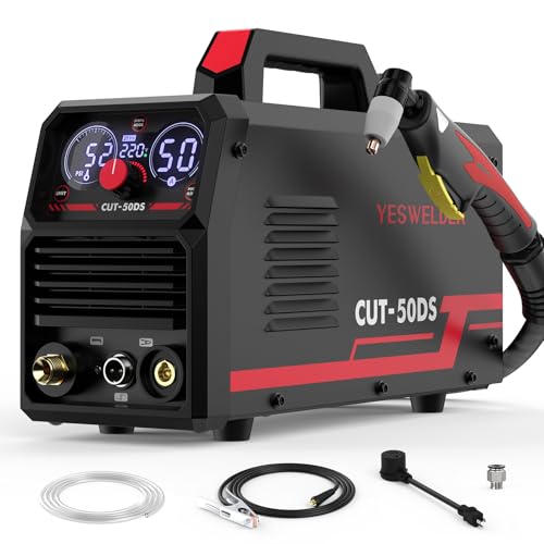YESWELDER CUT-50DS Plasma Cutter, 50Amp Air Power Large Digital Display 110/220V Dual Voltage IGBT Inverter Plasma Cutting Machine