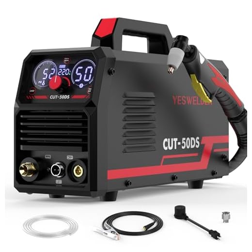 YESWELDER CUT-50DS Plasma Cutter 50Amp, 110/220V Dual Voltage IGBT Inverter with Digital Display, 1/2" Clean Cut, for DIY & Automotive Repair Plasma Cutting Machine