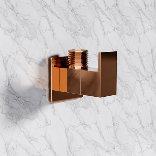 Image of InArt Brass Angle Valve /Angle Cock Valve with Wall Flange for Bathroom /Kitchen Rose Gold Color - 5 Year Warranty