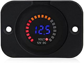 WATERWICH Waterproof 12V DC Voltmeter Color LED Digital Display With Flat Panel Volt