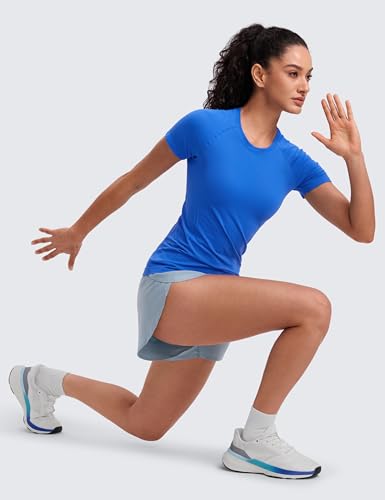 Image of CRZ YOGA Seamless T-Shirt Hip Length | Training, Chafe-Free, Slim Fit, Raglan Sleeves, Mesh Vents, Workout, Short Sleeve Tops for Women