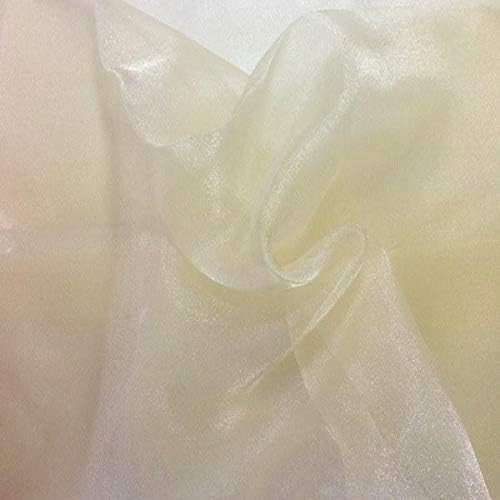 Valentina Textile Inc, Sparkle Crystal Sheer Organza Fabric Shiny for Fashion, Crafts, Decorations 60" Wide (5 Yard, Ivory)