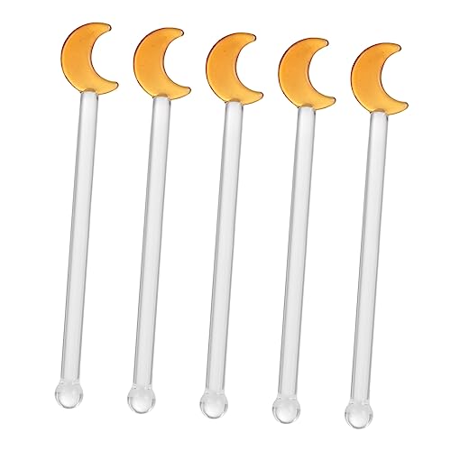OFFSCH 5pcs Clear Glass Cocktail Stirrer Wine Mixing Sticks for Parties Bars and Home Use Creative Stirring Rods for Drinks