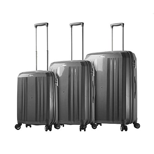 Mia Toro Italy Duraturo Hardside Spinner Luggage 3pc Set, Charcol, Black