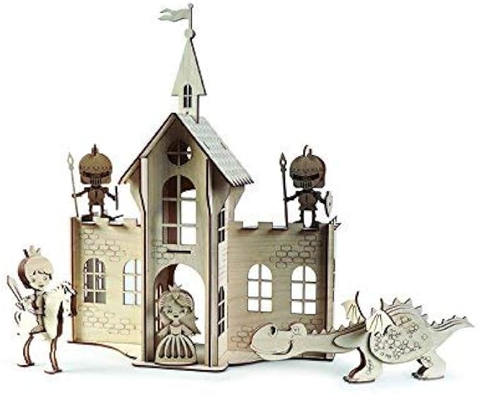 新しいFairytale木製城3dパズルおもちゃEco