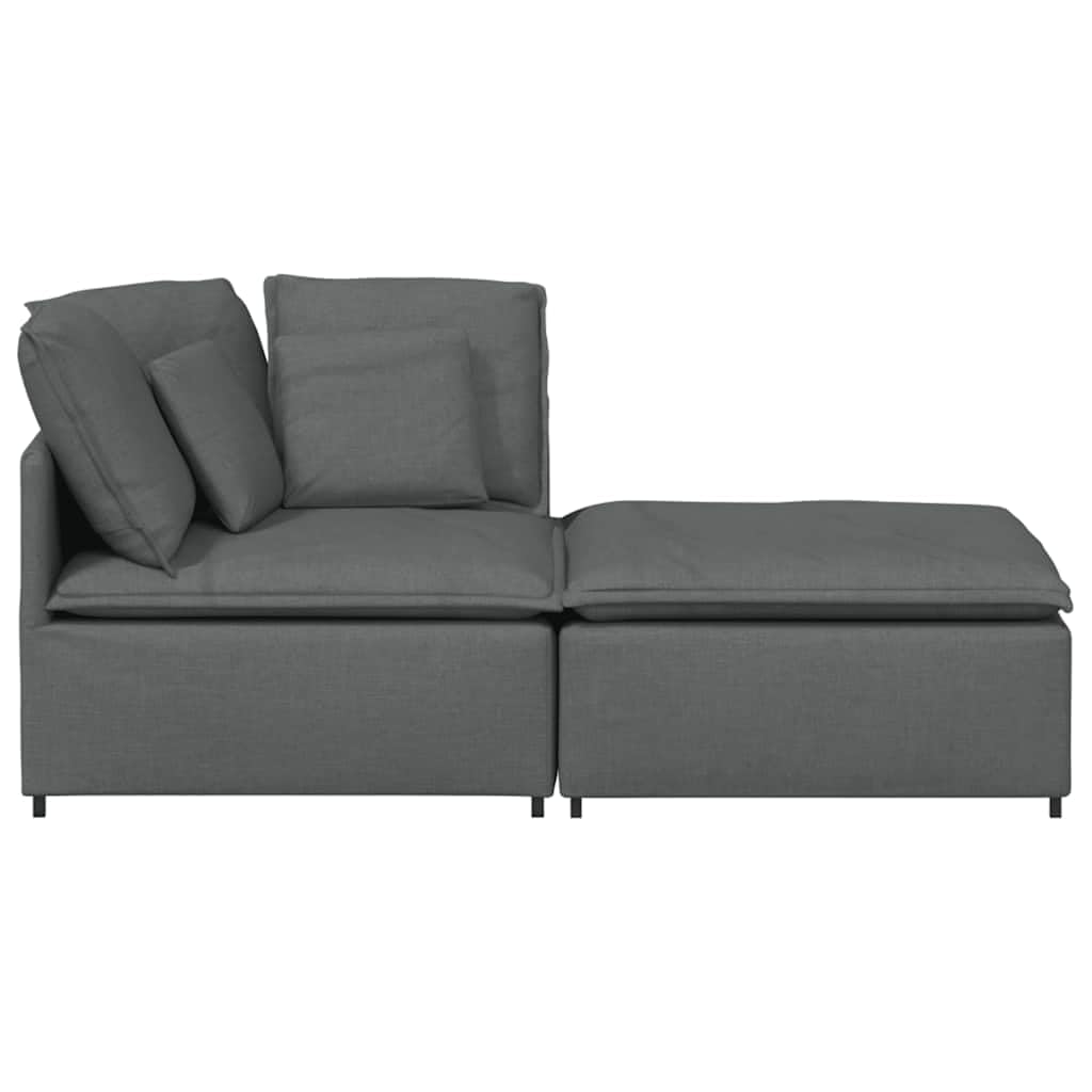 Modułowa sofa z podnóżkiem, materiał ciemnoszary, elastyczny zestaw wypoczynkowy z funkcją spania i skrzynią na pościel, kanapa narożna, rozszerzenie, akcesoria do salonu, salonu i kina