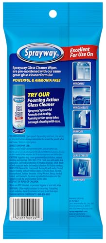 image for Sprayway Glass Cleaner Wipes, 20ct, Pack of 6 | On-the-Go Resealable P