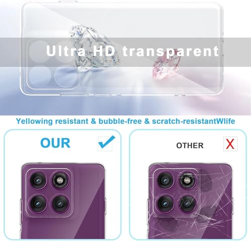 Image of DIZORO Case for Motorola Edge 60 Pro 5G, Military Grade Drop Protection Phone Case, Yellowing Resistant, Anti-Scratch Hard PC Back, Shockproof Hard Ultra-Thin Protective Cover, Clear