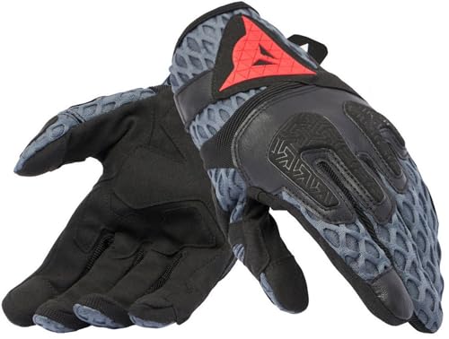 Dainese - Air-Maze Unisex Gloves, Guantes de Moto de Verano, Tejido de Malla, Protectores de Nudillos, Pantalla Táctil, para Hombres y Mujeres, Negro/Gris Hierro, M
