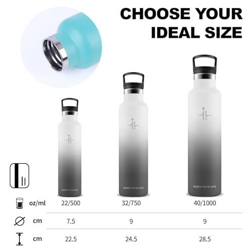 Borraccia Termica, Borraccia 1 litro, Senza BPA, Bottiglie con Cannuccia, Senza Perdite, Borraccie Palestra, Acciaio Inossidabile 18/8, Bottiglie Metallo per Uffici, Outdoor, Campeggio, Fitness - Immagine 4