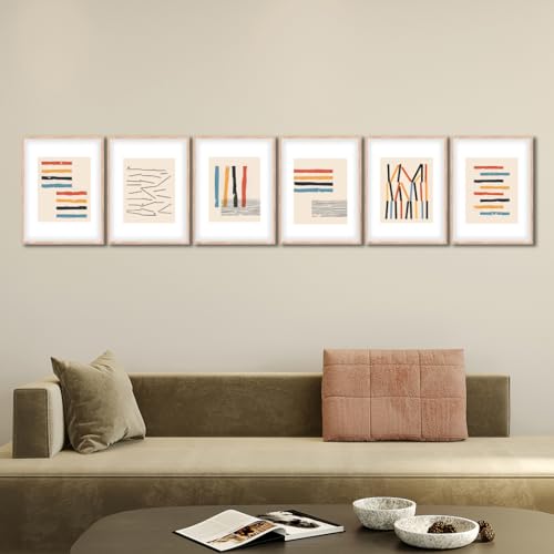 Image of NoWorries Set of 6 Premium Modern Minimal Art Wall Poster Paintings | Elegant Living Room Wall Decor for Home Decoration (13x17 Inches) | ART ATTACK-5 Collection